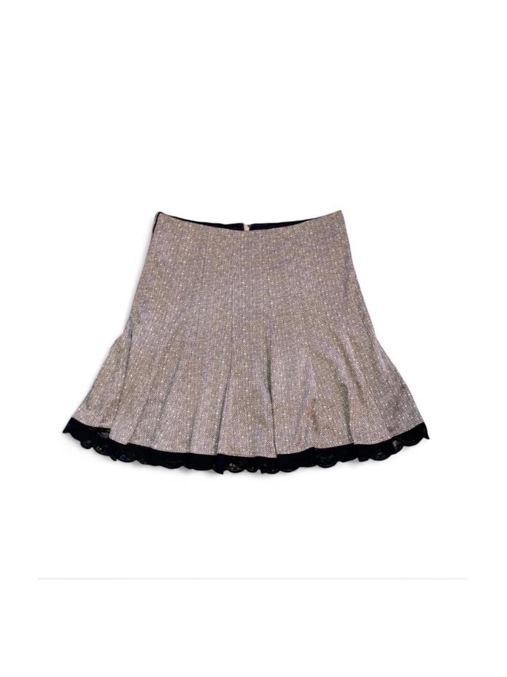Maurices Metallic Mini Skirt Lace Trim A-Line Coquette Silver Cream 9/10